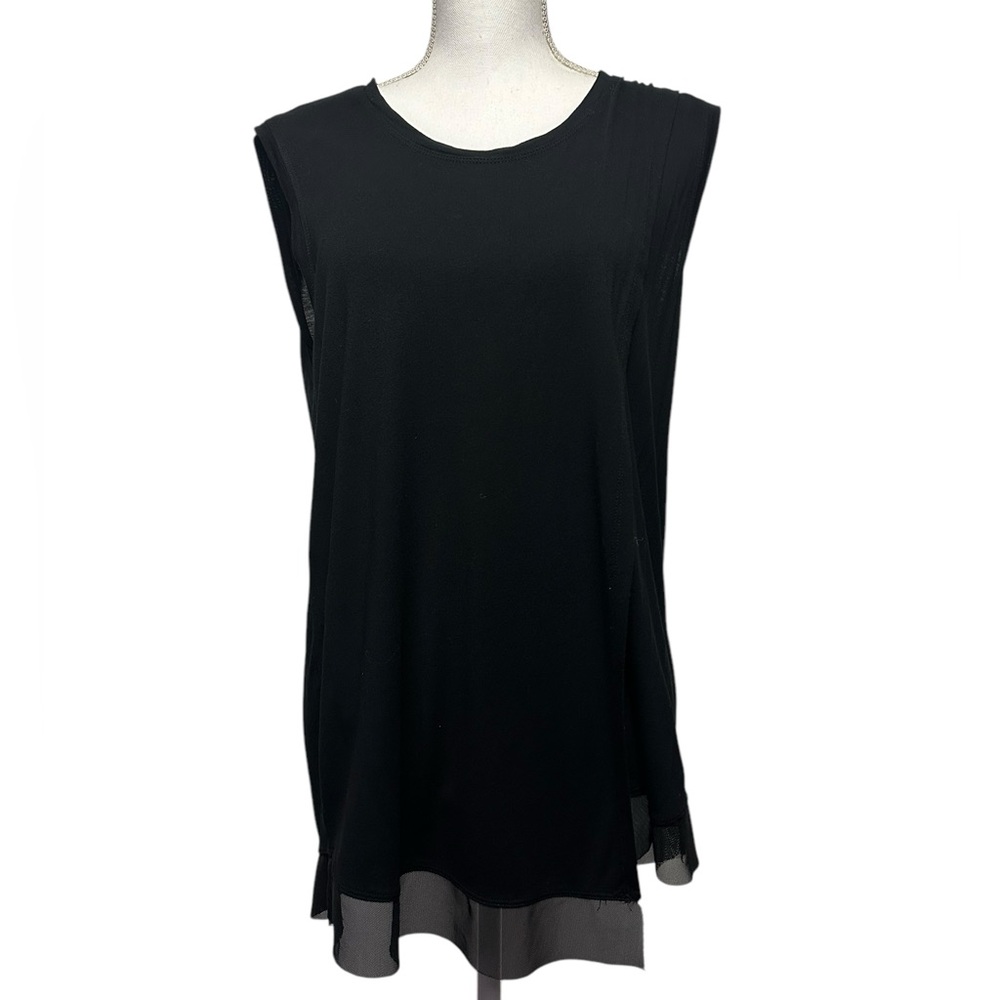 BCBG MAXAZRIA / Black Tank Sheer Detail / Medium / Goth Emo Office Preppy Fairy